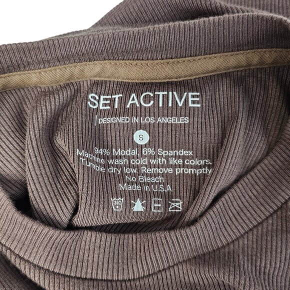 SET Active Women's Ribbed Modal Cropped T-Shirt Size Small - Picture 5 of 6